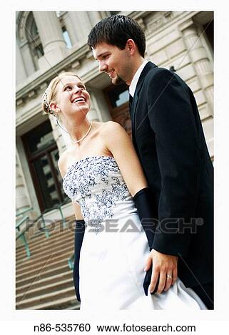 Stock Image - Bride and groom. Indianapolis, Indiana, USA. Fotosearch