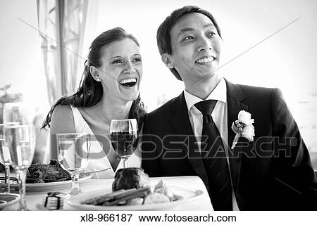 bride and groom laughing, wedding reception View Large Photo Image Stock Photo - bride and groom laughing, wedding reception. Fotosearch