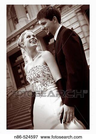 Bride and groom outside church View Large Photo Image Stock Photo - Bride and groom outside church. Fotosearch