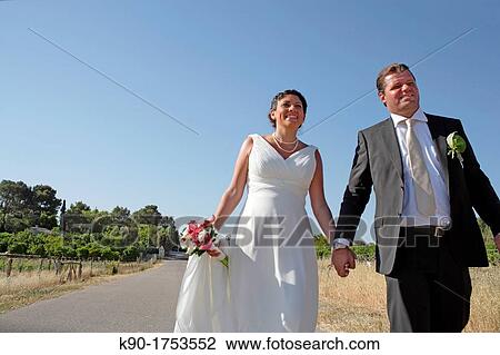 Stock Image - Bride, Groom, Dressed up, Mallorca, Spain, Europe. Fotosearch