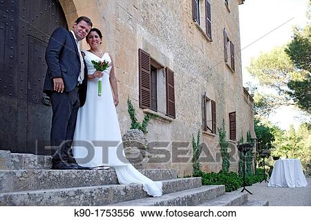 Stock Photograph - Bride, Groom, Dressed up, Mallorca, Spain, Europe. Fotosearch