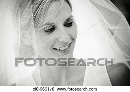 bride smiling with veil on View Large Photo Image Stock Photo - bride smiling with veil on. Fotosearch