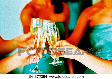 Picture - Bridesmaids toasting. Fotosearch