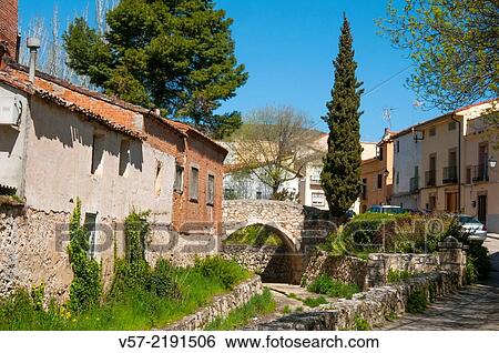 Bridge and old town. Torrelaguna, Madrid province, Spain. View Large Photo Image Stock Photograph - Bridge and old town. Torrelaguna, Madrid province, Spain.. Fotosearch
