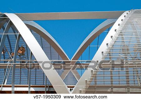 Stock Photo - Bridge by Perrault. Madrid Rio, Madrid, Spain.. Fotosearch