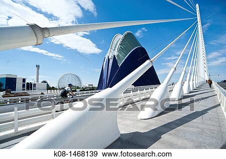 bridge,? gora, Santiago Calatrava, cyclists, pedestrians, Spain, Valencia View Large Photo Image Stock Photo - bridge,? gora, Santiago Calatrava, cyclists, pedestrians, Spain, Valencia. Fotosearch
