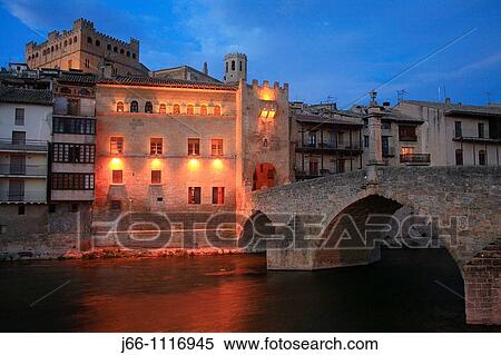 Stock Photography - Bridge over Matarraa river, Valderrobres, Matarraa, Teruel province, Aragon, Spain. Fotosearch