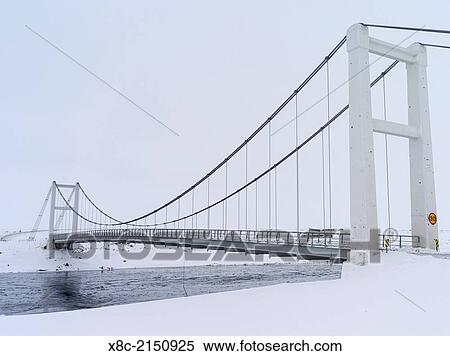 Stock Photography - Bridge over river Joekulsa a Fjoellum in winter in the highlands of Iceland. europe, northern europe, iceland, February.. Fotosearch