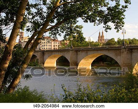 Bridges over the River Ebro in Logroo La Rioja View Large Photo Image Picture - Bridges over the River Ebro in Logroo La Rioja. Fotosearch