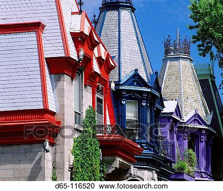 Brightly painted house at Carr? Saint-Louis, Montreal. Quebec, Canada View Large Photo Image Stock Image - Brightly painted house at Carr? Saint-Louis, Montreal. Quebec, Canada. Fotosearch