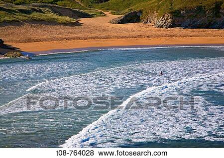 Brittany, Belle-Ile, wild coast: beach of Donnant View Large Photo Image Stock Photo - Brittany, Belle-Ile, wild coast: beach of Donnant. Fotosearch