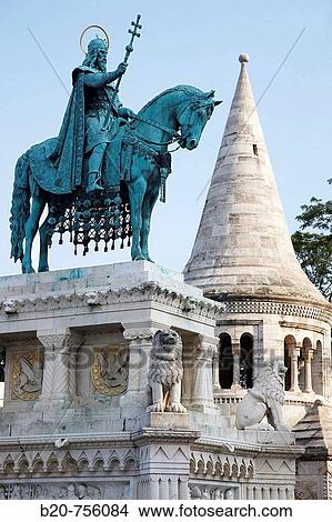 Bronze statue of Stephen I of Hungary, Fisherman's Bastion, Budapest, Hungary View Large Photo Image Picture - Bronze statue of Stephen I of Hungary, Fisherman's Bastion, Budapest, Hungary. Fotosearch