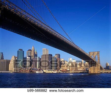 Brooklyn bridge & downtown skyline, Manhattan, New York, USA. View Large Photo Image Stock Image - Brooklyn bridge & downtown skyline, Manhattan, New York, USA.. Fotosearch