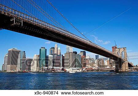 Brooklyn Brige and Manhattan View Large Photo Image Picture - Brooklyn Brige and Manhattan. Fotosearch