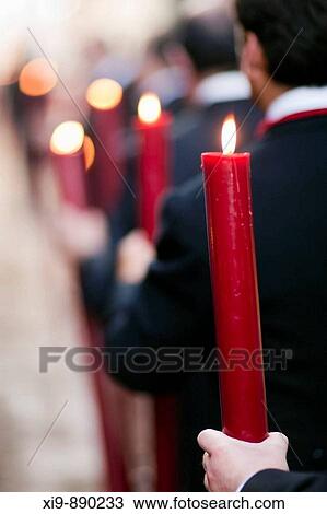 Brotherhood members bearing candles, Corpus Christi procession, Seville, Spain, 2009. View Large Photo Image Stock Image - Brotherhood members bearing candles, Corpus Christi procession, Seville, Spain, 2009.. Fotosearch