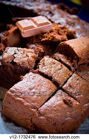 Stock Photograph - Brownie chocolate squares cake. Fotosearch