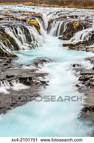Bruarfoss waterfall in autumn. Golden circle Route. Iceland. View Large Photo Image Stock Image - Bruarfoss waterfall in autumn. Golden circle Route. Iceland.. Fotosearch