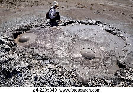 Bubbling mud volcano. Azerbaijan, Qobustan. Model Released. View Large Photo Image Stock Image - Bubbling mud volcano. Azerbaijan, Qobustan. Model Released.. Fotosearch