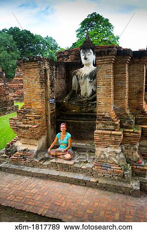 Buddha statue and yoga practising Wat Mahathat Sukhothai Historical Park Thailand View Large Photo Image Stock Photo - Buddha statue and yoga practising Wat Mahathat Sukhothai Historical Park Thailand. Fotosearch