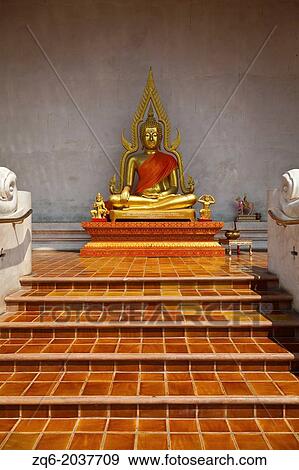 Stock Photo - Buddha Statue in the Temple Wat Chedi Luang in Chiang Mai, Thailand.. Fotosearch