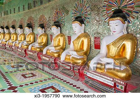 Buddha statues inside U Min Thonze Pagoda, Sagaing, near Mandalay, Myanmar, (Burma). View Large Photo Image Stock Image - Buddha statues inside U Min Thonze Pagoda, Sagaing, near Mandalay, Myanmar, (Burma).. Fotosearch