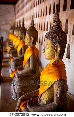 Buddhas at Sisaket Temple in Vientiane, Laos. View Large Photo Image Stock Image - Buddhas at Sisaket Temple in Vientiane, Laos.. Fotosearch