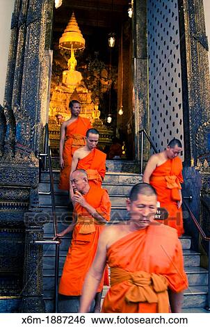Buddhism monks Wat Pho temple Bangkok, Thailand View Large Photo Image Stock Photograph - Buddhism monks Wat Pho temple Bangkok, Thailand. Fotosearch