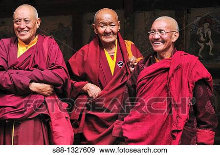 Stock Photo - Buddhist monk during Chaam Musk Dance fastival at Hemis Gompa. Jammu and Kashmir, India. Fotosearch