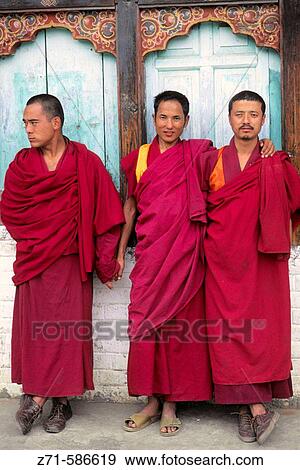 Buddhist monks. Punakha. Bhutan View Large Photo Image Stock Photo - Buddhist monks. Punakha. Bhutan. Fotosearch