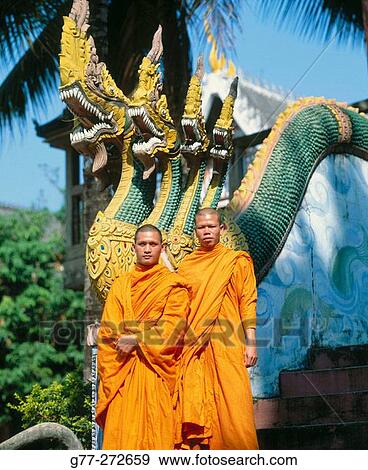 Stock Photo - Buddhist monks. Vientiane. Laos. Fotosearch