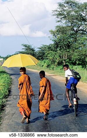 Buddhist novices on the road to Polonnaruwa, Sri Lanka View Large Photo Image Stock Photograph - Buddhist novices on the road to Polonnaruwa, Sri Lanka. Fotosearch