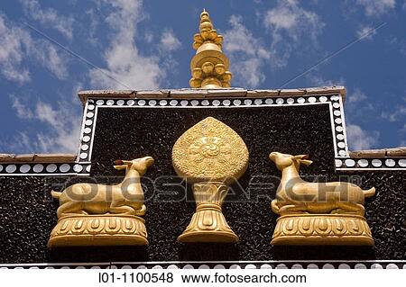 Buddhist Symbols, monastery Spituk, region Leh Ladakh, India View Large Photo Image Stock Photo - Buddhist Symbols, monastery Spituk, region Leh Ladakh, India. Fotosearch