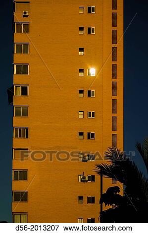 Building at sunset, Benidorm, Alicante province, Spain. View Large Photo Image Stock Photo - Building at sunset, Benidorm, Alicante province, Spain.. Fotosearch