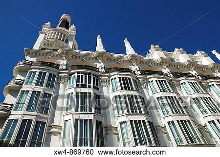 Stock Image - Building in Plaza de Santa Ana, Madrid, Spain. Fotosearch