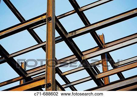 Stock Image - Building in steel I beams. Fotosearch