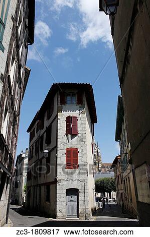 Building in the city, Bayonne, Aquitaine, Pyr? n? es-Atlantiques, France. View Large Photo Image Stock Photo - Building in the city, Bayonne, Aquitaine, Pyr? n? es-Atlantiques, France.. Fotosearch