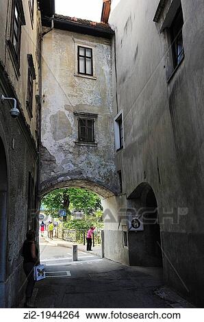 Building with passage. Skofia-Loka, Slovenia View Large Photo Image Picture - Building with passage. Skofia-Loka, Slovenia. Fotosearch
