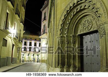 buildings at night in the city of Huesca (Spain) View Large Photo Image Stock Photo - buildings at night in the city of Huesca (Spain). Fotosearch
