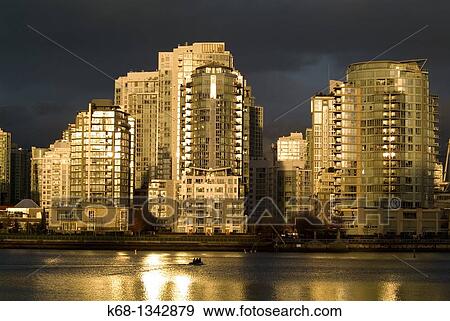 Stock Photo - buildings on False Creek, Vancouver, BC, Canada. Fotosearch
