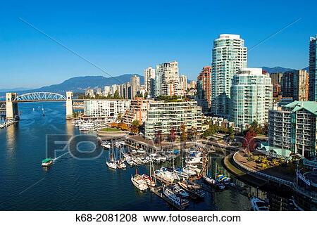 Stock Photo - Buildings on the north shore of False Creek, Vancouver, BC, Canada.. Fotosearch