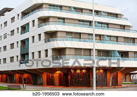 Buildings sitting in front of Poniente beach, Gij? n, Asturias, Spain. View Large Photo Image Stock Image - Buildings sitting in front of Poniente beach, Gij? n, Asturias, Spain.. Fotosearch