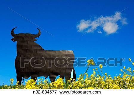 Bull silhouette, typical advertising of Spanish sherry Osborne. Malaga province, Andalusia, Spain View Large Photo Image Stock Photo - Bull silhouette, typical advertising of Spanish sherry Osborne. Malaga province, Andalusia, Spain. Fotosearch