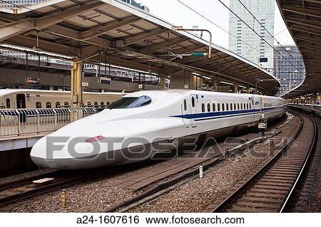 Stock Photograph - Bullet train at Tokyo Station, Tokyo, Japan. Fotosearch