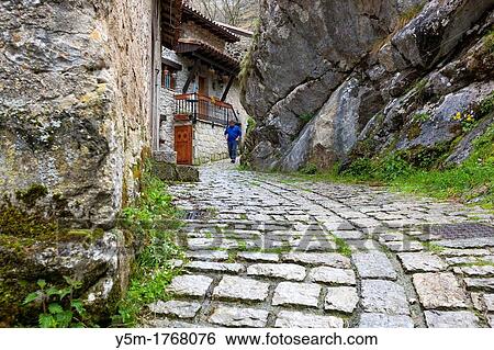Stock Photograph - Bulnes La Villa, Cabrales, Picos de Europa National Park, Asturias, Spain. Fotosearch