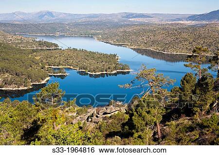 Burguillo reservoir from the Isiruela Port in the Sierra de Gredos. Avila. Castilla Leon. Spain. View Large Photo Image Stock Photograph - Burguillo reservoir from the Isiruela Port in the Sierra de Gredos. Avila. Castilla Leon. Spain.. Fotosearch
