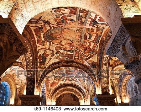 Burial place of 40 kings, queens and princes of Leon and Castile, with 12th century romanesque frescoes Royal Pantheon San Isidoro Basilica Le? n Spain View Large Photo Image Stock Photo - Burial place of 40 kings, queens and princes of Leon and Castile, with 12th century romanesque frescoes Royal Pantheon San Isidoro Basilica Le? n Spain. Fotosearch