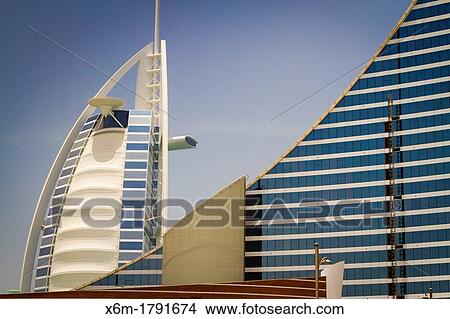 Burj al Arab and Jumeirah Hotels Jumeirah area Dubai city Dubai United Arab Emirates View Large Photo Image Picture - Burj al Arab and Jumeirah Hotels Jumeirah area Dubai city Dubai United Arab Emirates. Fotosearch