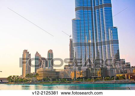 Burj Khalifa, Burj Dubai, the tallest building in the world in downtown Dubai. View Large Photo Image Stock Image - Burj Khalifa, Burj Dubai, the tallest building in the world in downtown Dubai.. Fotosearch