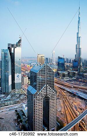 Stock Image - Burj Khalifa, formerly the Burj Dubai Dubai Tower, the tallest tower in the world at 818m, Dubai City, Dubai, United Arab Emirates, Middle East.. Fotosearch