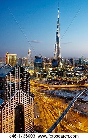 Stock Image - Burj Khalifa, formerly the Burj Dubai Dubai Tower, the tallest tower in the world at 818m, Dubai City, Dubai, United Arab Emirates, Middle East.. Fotosearch